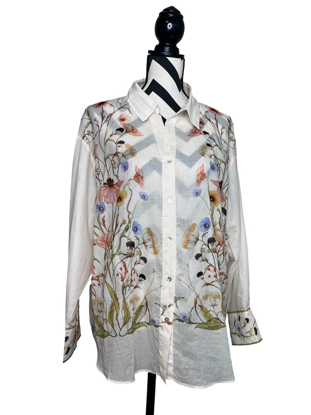 Chelsea & Theodore Floral Boho Cottagecore Whimsigoth Button Front Top Sz 1X